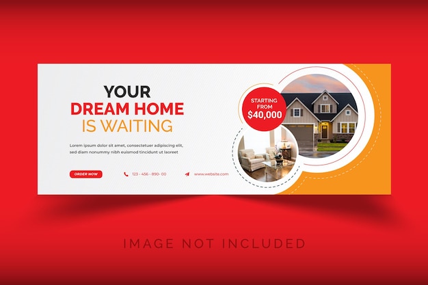 Droomhuis wacht op stijlvolle real estate social media timeline cover