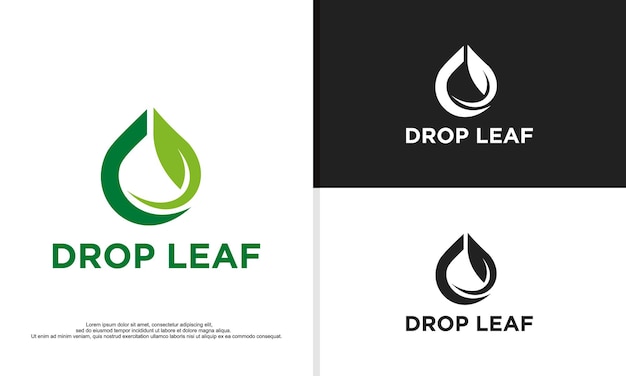 Drop blad logo ontwerp illustratie