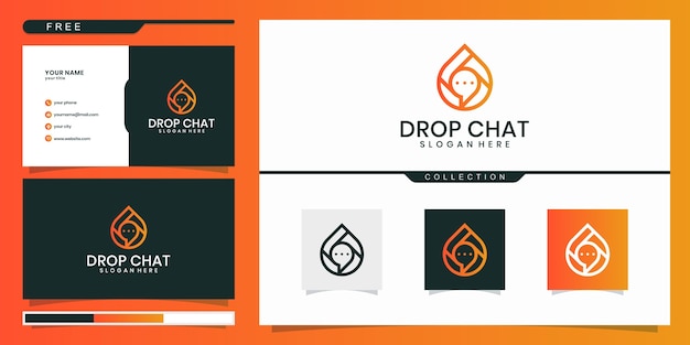 Drop chat современный дизайн логотипа и визитной карточки