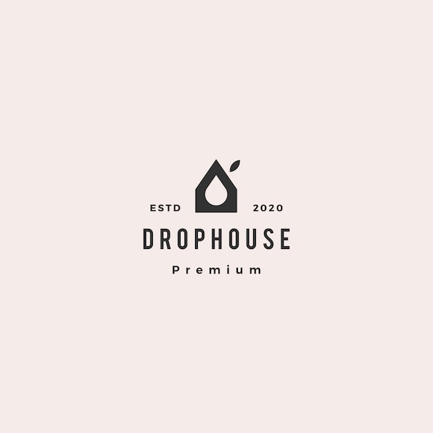 Drop eco huis logo hipster retro vintage pictogram