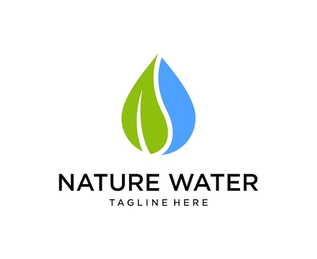 Drop and Leaf Logo Nature Water logo design template