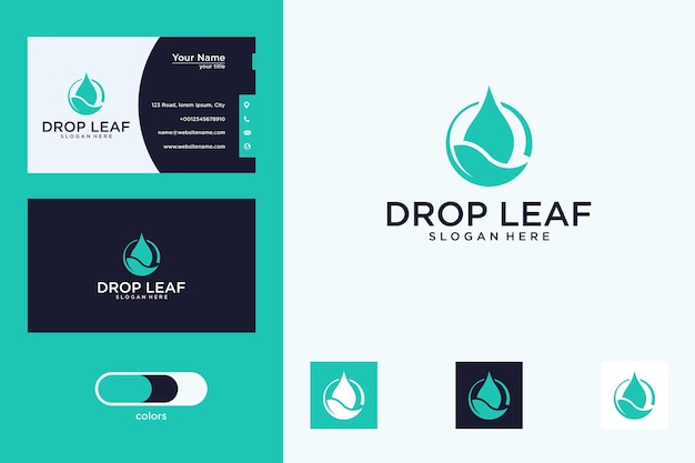 Drop leaf logo-ontwerp en visitekaartje