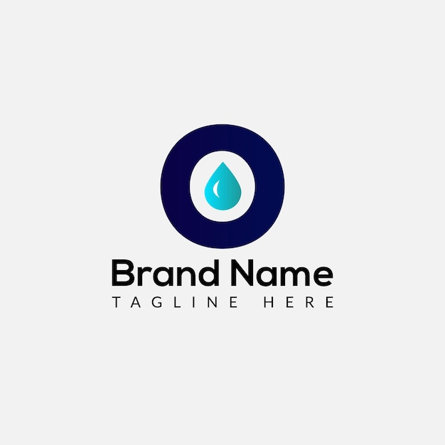 Drop Logo On Letter O Template. Drop On O Letter, Initial Water Drop Sign Concept