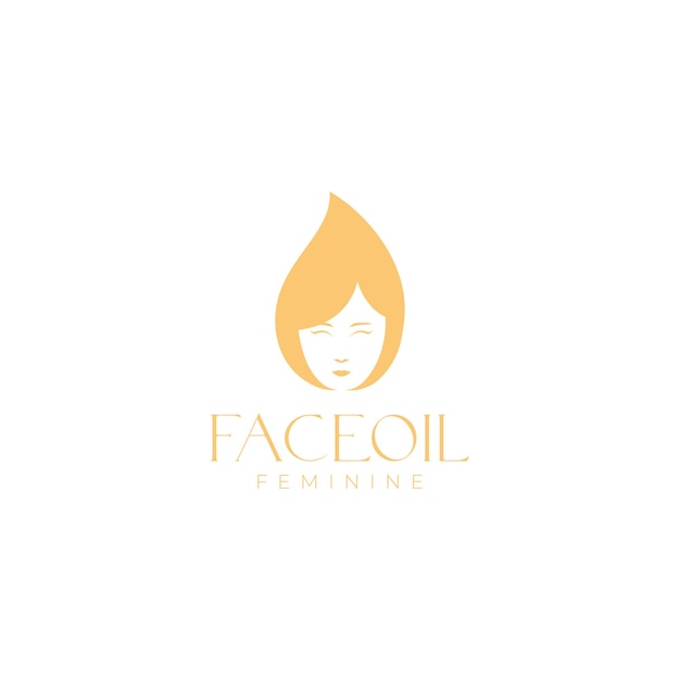 Drop oil with face woman logo design