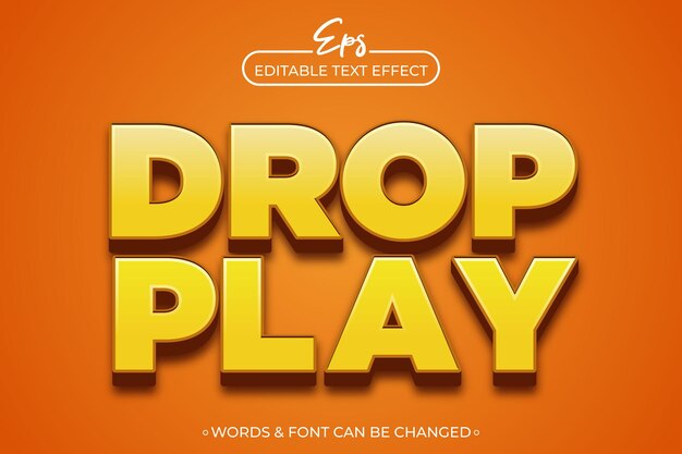 Drop play bewerkbare tekst-effect sjabloon