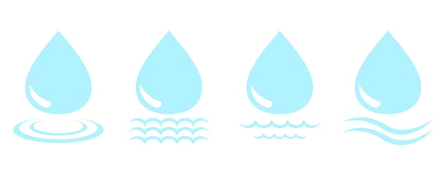 Drop set falling drop flat illustration ecologie hydratatie natuur vector illustratie geïsoleerd.