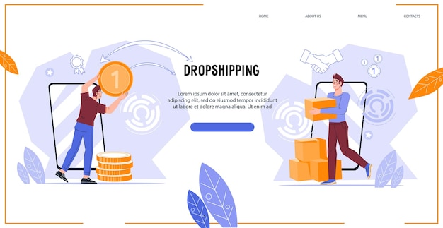 Drop shipping business website banner templates flat vector illustration