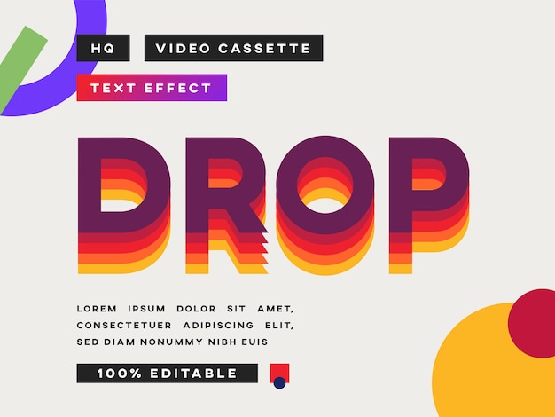 Vector drop video cassette text effect