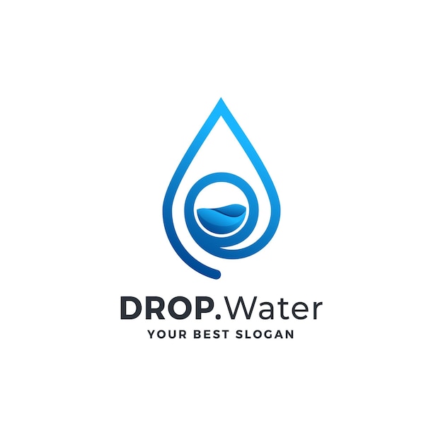 Drop Water Line Gradient Logo Vector Icon Illustration