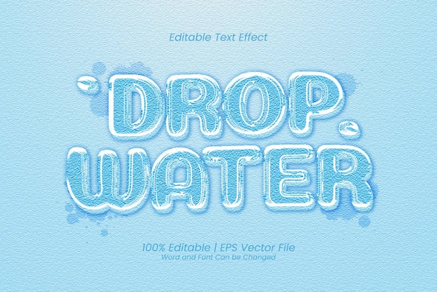 Drop water liquid 3d bold editable text effect premium vector
