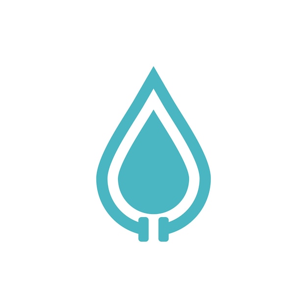 drop water with connecting pipe plumbing logo design