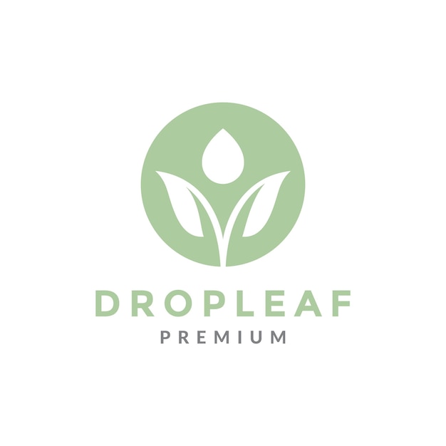 Drop water with plant leaf growth logo design vector graphic symbol icon illustration creative idea