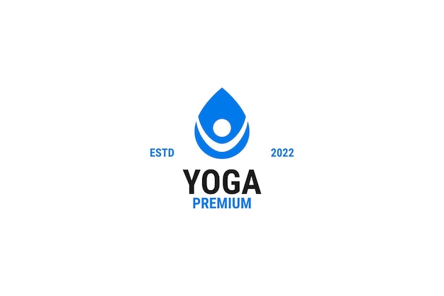 Drop water yoga logo design vector illustration