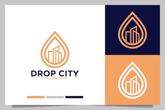 Premium Vector | Drop with city building logo design