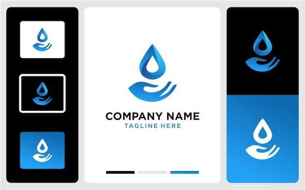 Drop with hand logo design vector