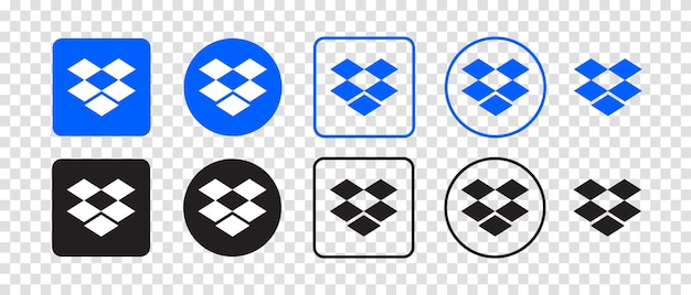 Набор значков векторного логотипа Dropbox Векторная иллюстрация