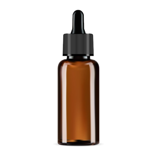 Dropper bottle brown glass cosmetic eyedropper mockup amber glass serum essential oil