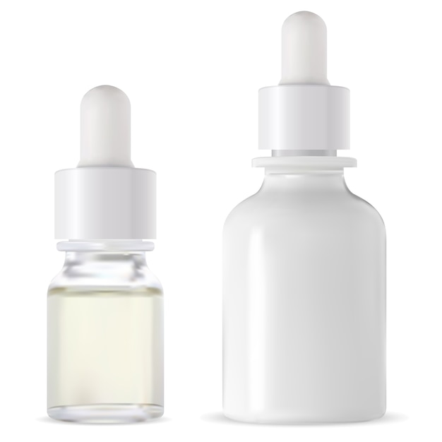 Vector dropper bottle white glass serum bottles set