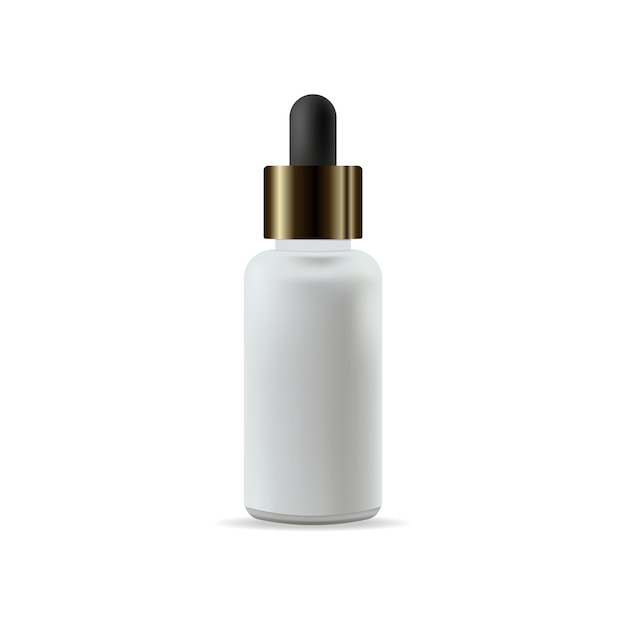 a dropper bottle with a mockup of a brown lid is isolated on a white background