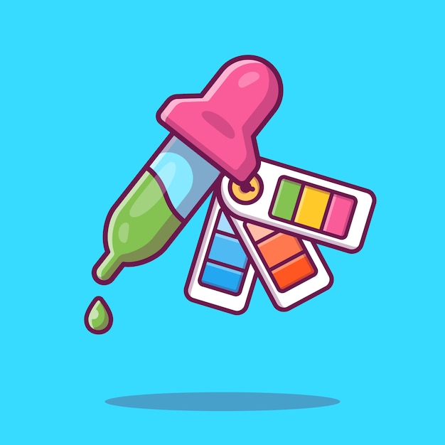 Vector dropper and color palette illustration. working tools equipment.