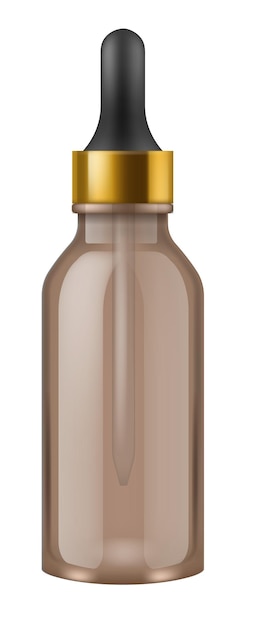 Vector dropper glass bottle mockup realistic cosmetic container