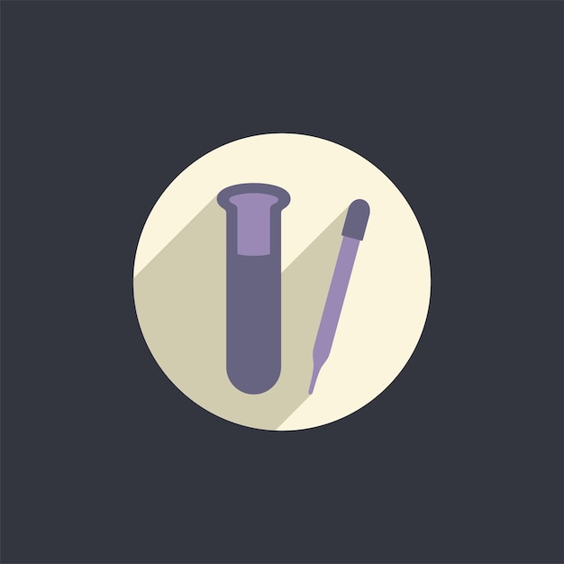 Dropper and test tube flat vector icon. Medical, Science lab tools.