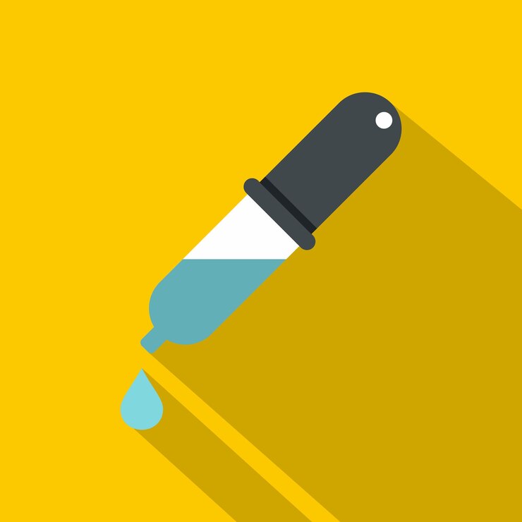 Vector dropper with droplet icon flat illustration of dropper with droplet vector icon for web isolated on yellow background