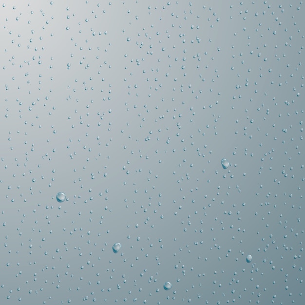Vettore gocce d'acqua. gocce di pioggia o doccia su sfondo blu. illustrazione
