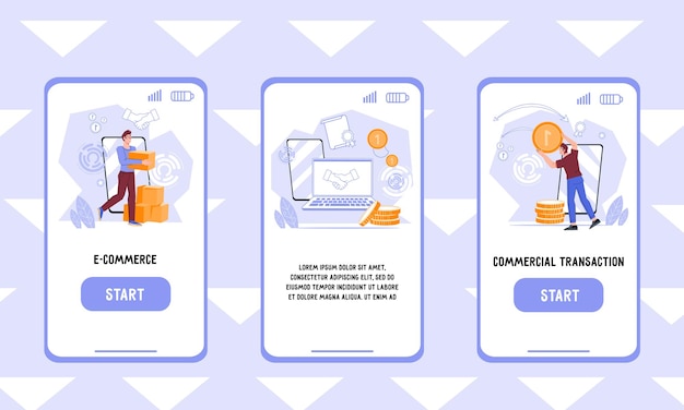 Dropshipping E-commerce en geldtransactieconcepten voor de introductiepagina van mobiele apps