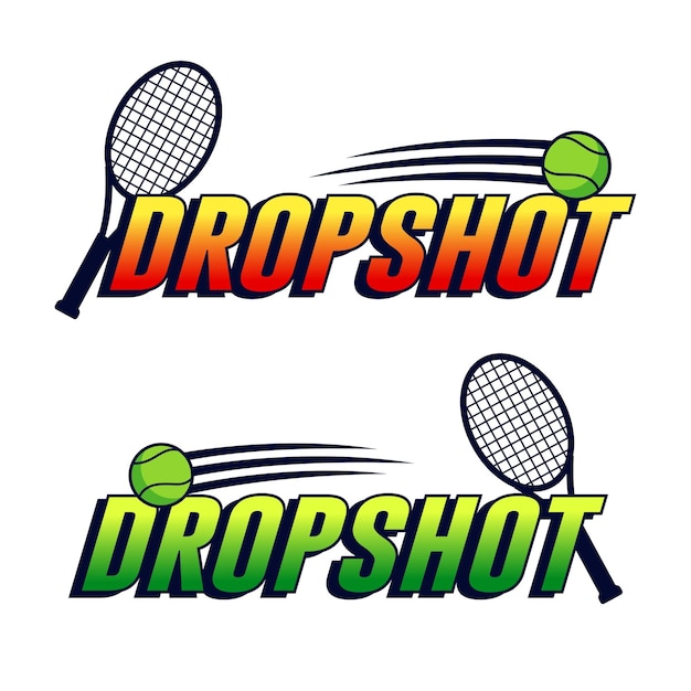 Dropshot nello sport del tennis con disegno vettoriale di racchette e palline