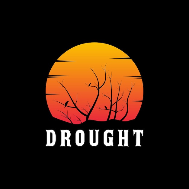 Засуха сухое дерево с птицей закат логотип символ значок векторный графический дизайн иллюстрации идея творческий