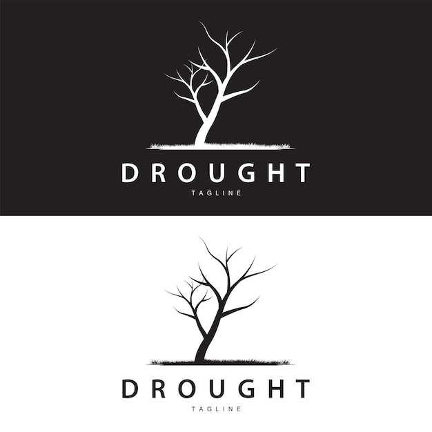 Drought Logo Dry Tree Logo Design with Simple Minimalist and Modern Vector Line Style