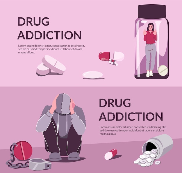 Vector drug addiction banner