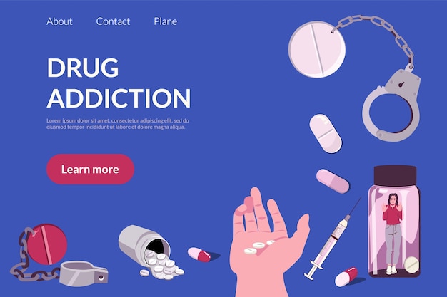 Vector drug addiction landing page