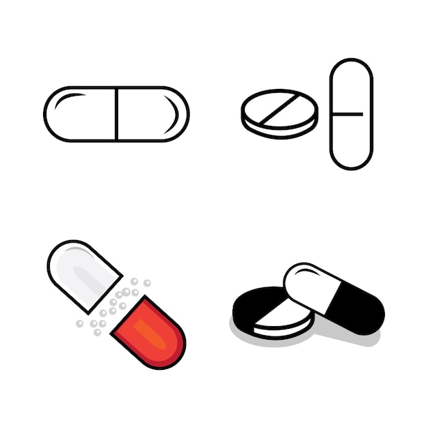 Vector drug capsule pictogram logo vector ontwerpsjabloon