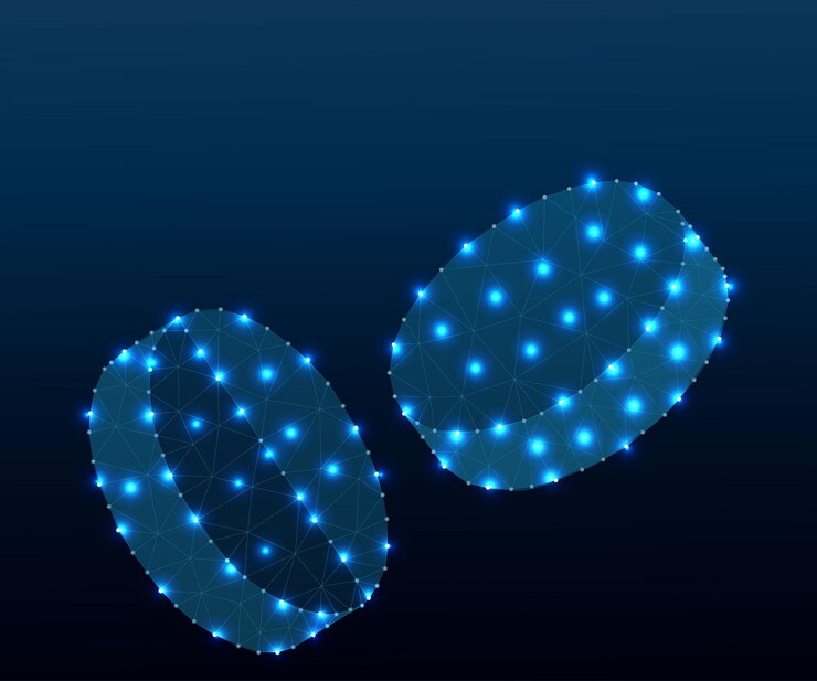 Vector drug tablet polygon blue 8