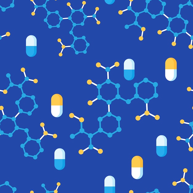 Drugs and Molecular Structure Seamless Pattern