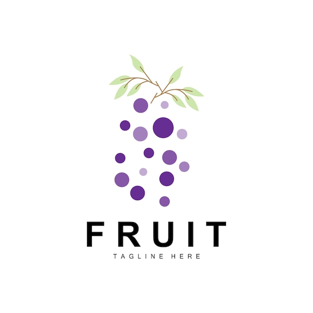 Druif Logo Boerderij Fruit Vector Vers Paars Fruit Ontwerp Druif Product Icoon Fruit Shop