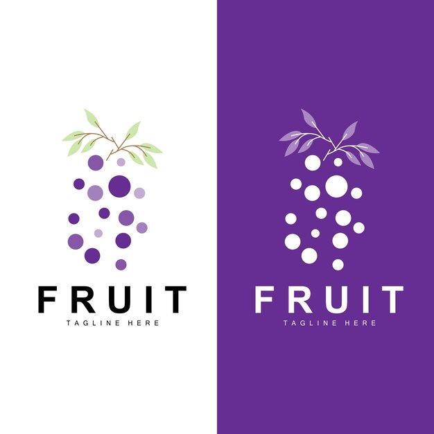 Druif Logo Boerderij Fruit Vector Vers Paars Fruit Ontwerp Druif Product Icoon Fruit Shop