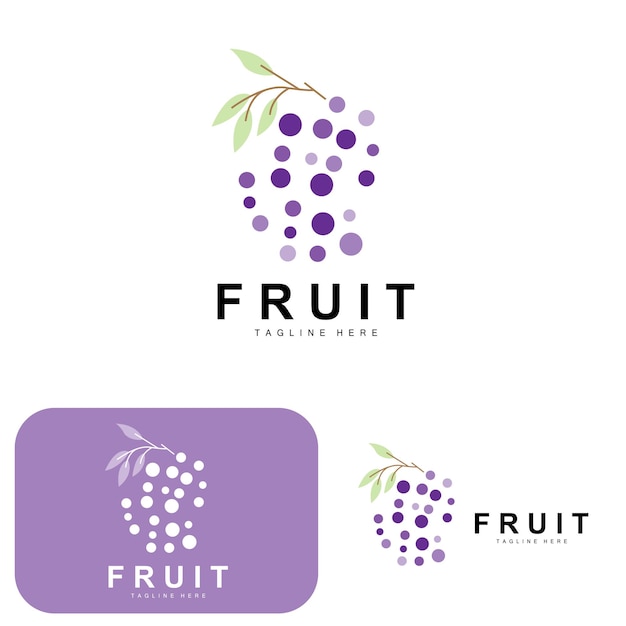 Druif Logo Boerderij Fruit Vector Vers Paars Fruit Ontwerp Druif Product Icoon Fruit Shop