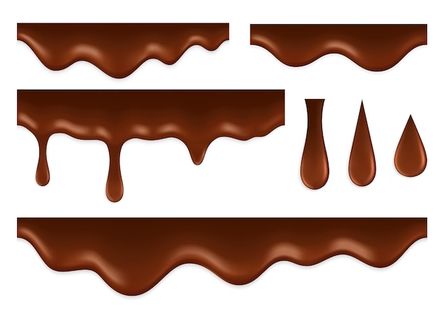 Vector druipende chocolade. vloeibare siroop, heerlijke saus.