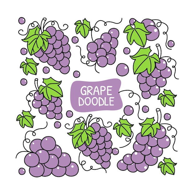 Vector druiven doodle handgetekende ontwerp