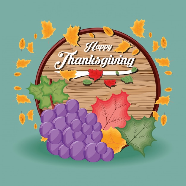 Vector druiven met kader van thanksgiving day
