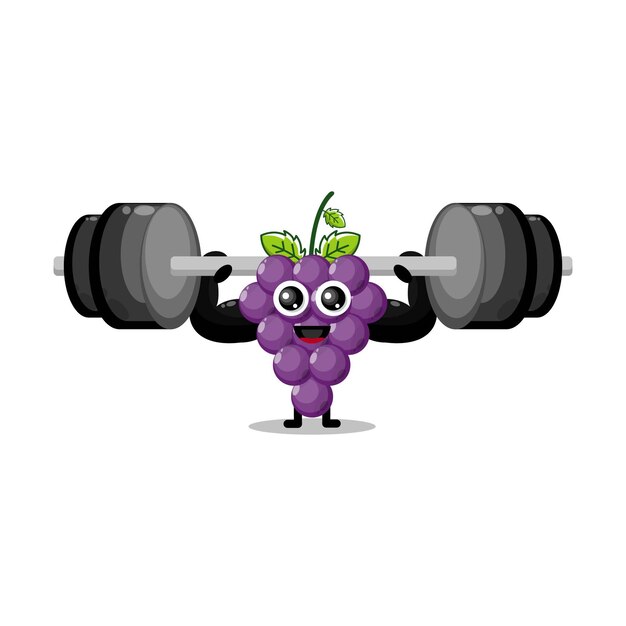 Druivenfruit fitness schattig karakter mascotte