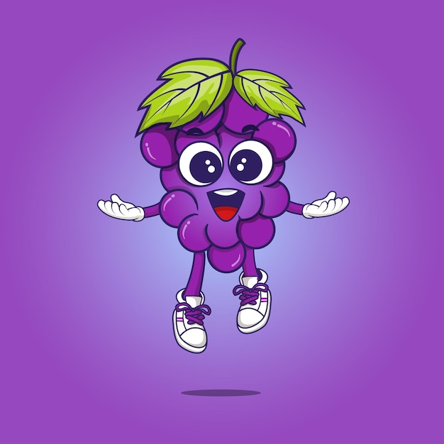 Druivenfruit mascotte logo ontwerp