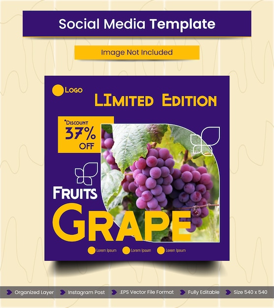 Druivenfruit Social Media Postsjabloon