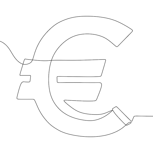 Druk een lijntekening af van een geïsoleerd vectorobject euroteken