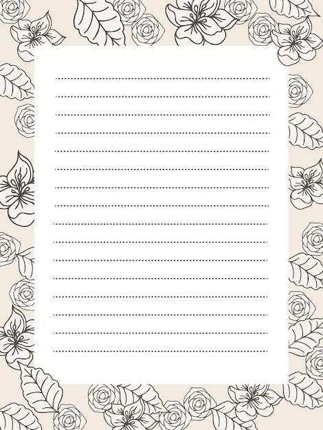 Vector drukbaar papier noted memo templated plant floral