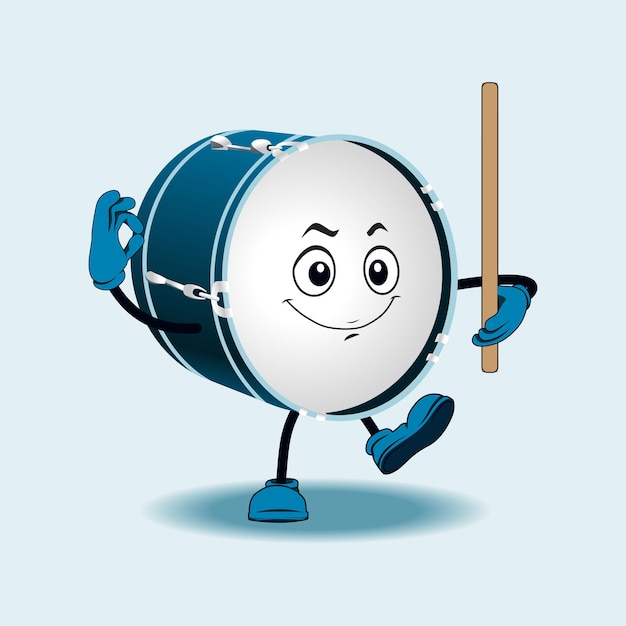 Vector drum cartoon character with facial expression