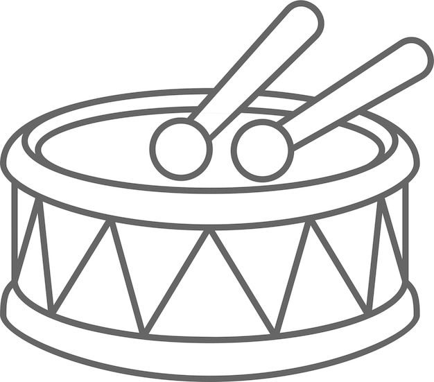 Drum and Drum Sticks Outline Icon Illustration of Children's Toy